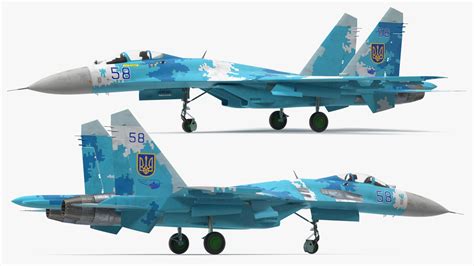 Sukhoi Su-27 Ukrainian Fighter Aircraft Rigged 3D Model $169 - .max ...