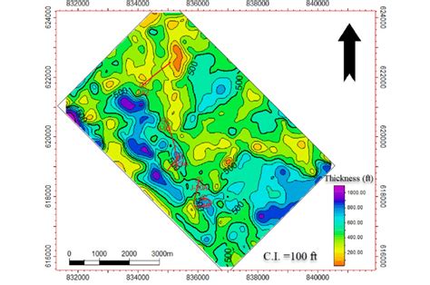 Isopach Contour Map Of The Matulla Formation X And Y Coordinates Are