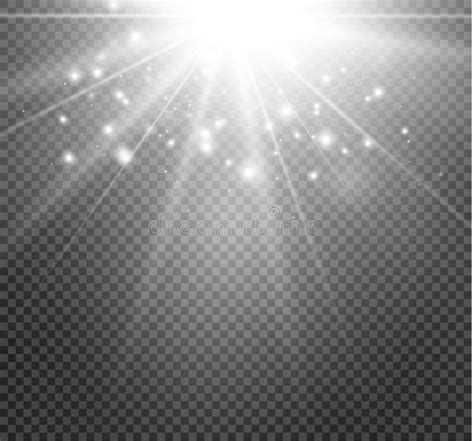 White Glowing Light Burst Explosion On Transparent Background Vector