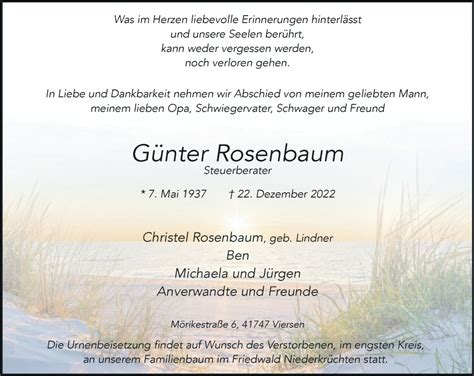 Alle Traueranzeigen für Günter Rosenbaum trauer rp online de