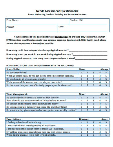 Free 20 Assessment Questionnaire Samples In Pdf Ms Word