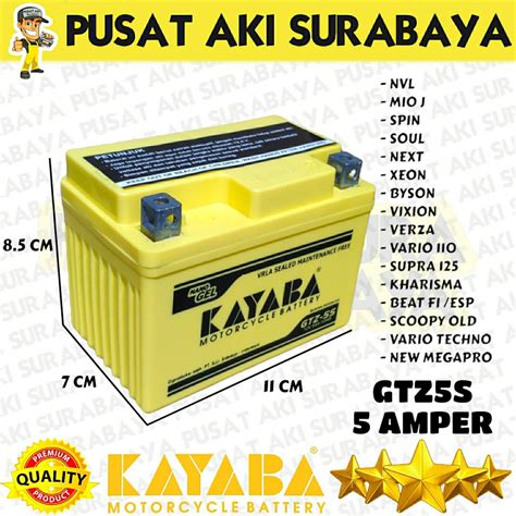 Jual KAYABA GTZ5S 5AH AKI GEL KERING BATTERY MOTOR HONDA BEAT ESP