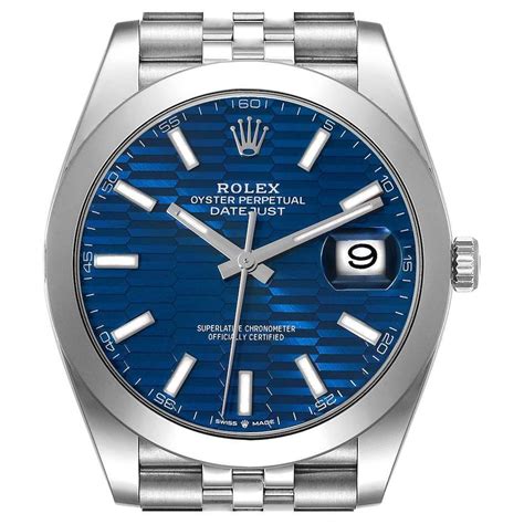 Rolex Datejust 41 Orologio Da Uomo In Acciaio Con Quadrante Blu E