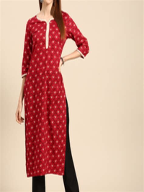 Buy Anouk Women Red And Black Ethnic Motifs Printed Pure Cotton Kurta