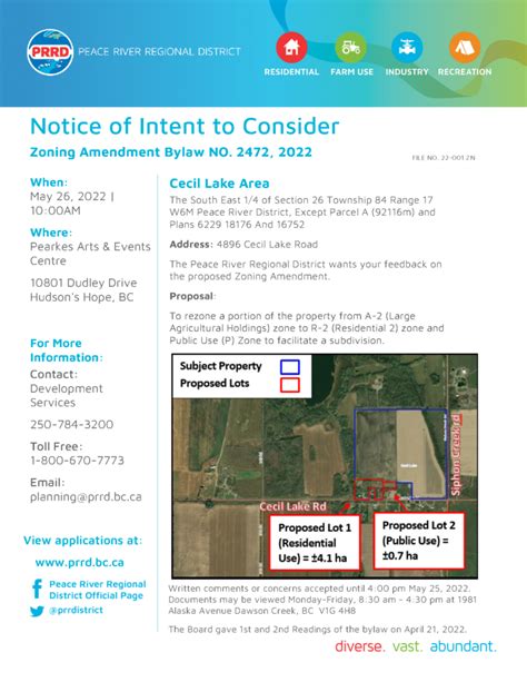 Notice Of Intent To Consider Proposed Zoning Amendment From Agriculture