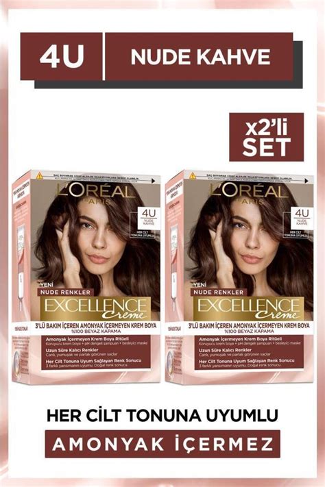 L Oreal Paris Excellence Creme Nude Renkler Saç Boyası 4u Nude Kahve 2 li Set Fiyatı