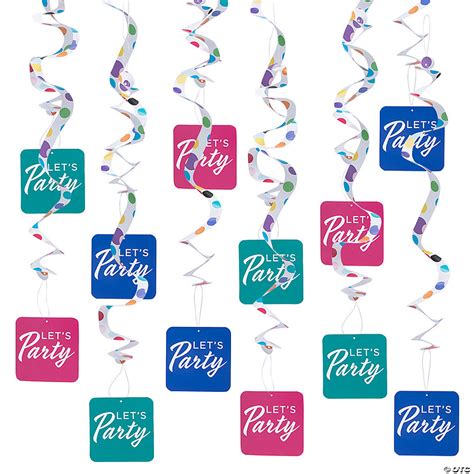 Lets Party Polka Dot Hanging Swirls 12 Pc Oriental Trading