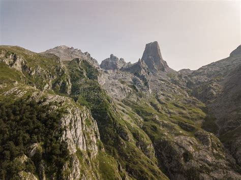 Aerial View Of The Mountains And A Small House In The Picos De Europa