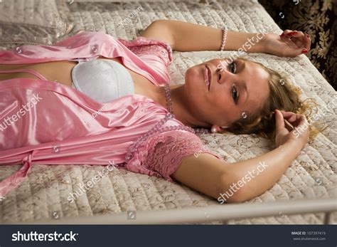 Attractive Blonde Lying On Bed Boudoir Stock Photo Shutterstock