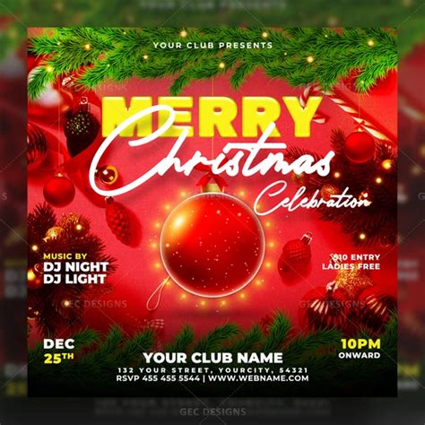 DJ Night Christmas party flyer template | GEC Designs