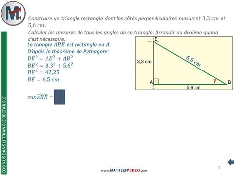 Exercice Calcul D Angle Avec Cosinus Youtube