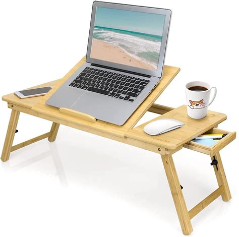 Zipom 100 Portable Bamboo Laptop Stand Foldable Desk Notebook Table