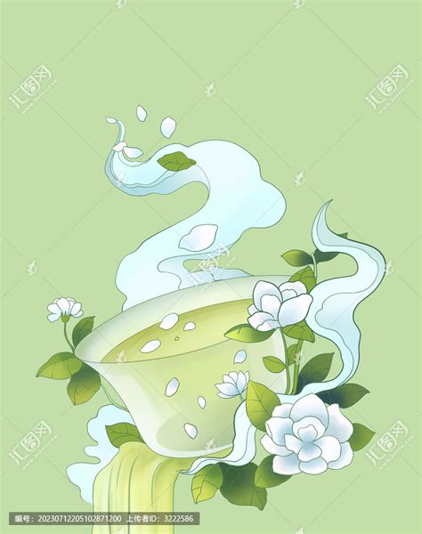 手绘茉莉花茶插画设计模板下载 包装设计素材下的茶类包装设计模板 汇图网