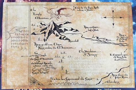 Lord of The Rings Hobbit Lonely Mountain Vintage Map