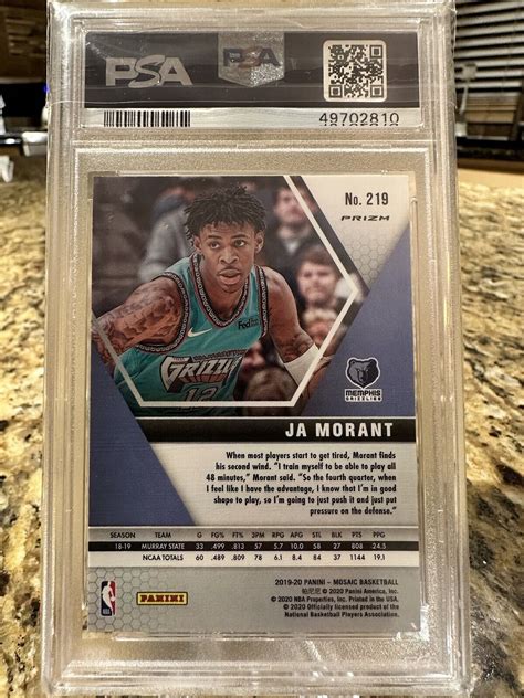 2019 20 Panini Mosaic Ja Morant Mosaic Prizm RC 219 PSA 10 Gem Mint EBay