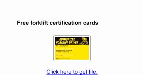 Printable Forklift Certification Card Template