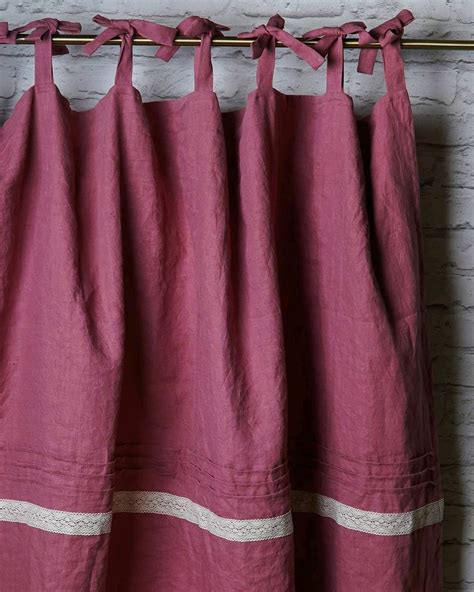 Льняные шторы с кружевом на завязках в интернет-магазине Ярмарка ...