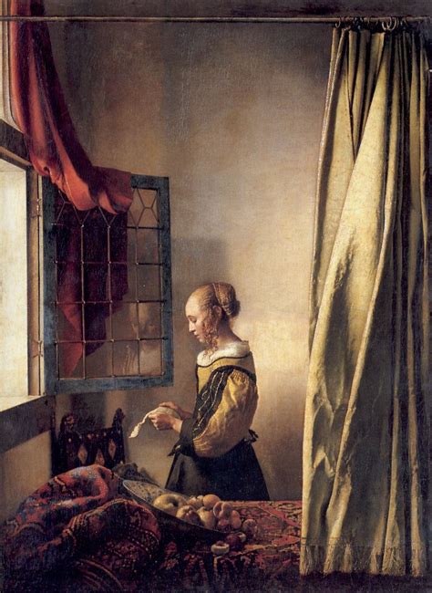 A Girl Reading A Letter By An Open Window Vermeer Paintings Johannes