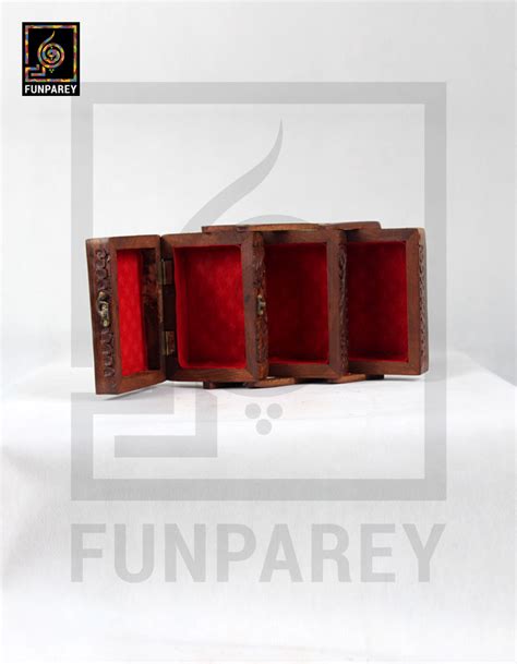 Hand Carved Wooden Cantilever Jewelry Box 46 Funparey