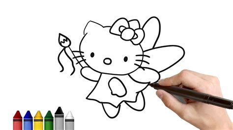 How To Draw Fairy Hello Kitty ★ Drawing For Kids Tutorial Art Lessons