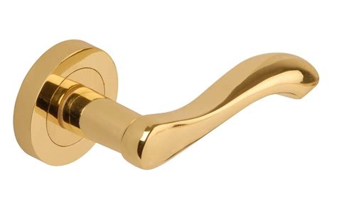 Venus Lever Door Handle On Round Concealed Rose Polished Electro Brass