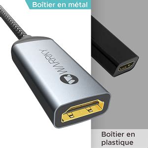 WARRKY 4K Adaptateur DisplayPort Vers HDMI 1440P 60Hz 1080P 120Hz