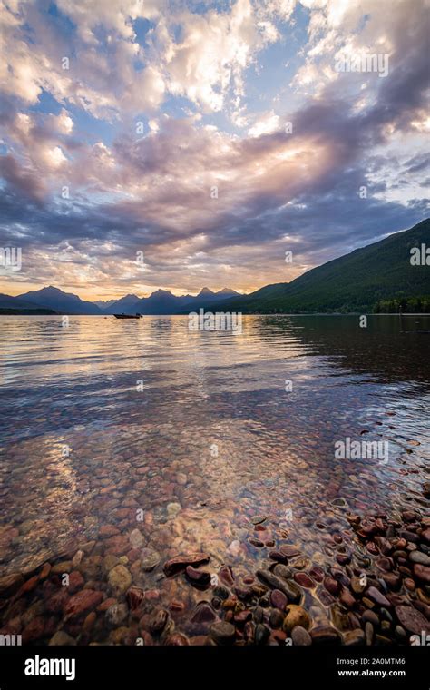 Sunrise from Lake McDonald Stock Photo - Alamy