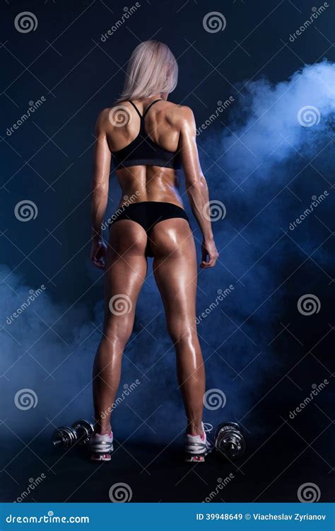 Female Fitness Model With Dumbbells Stock Image Image Of Teenage