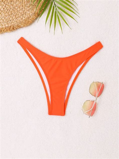 SHEIN Swim Bottom De Bikini Unicolor Corte Alto Moda De Mujer SHEIN