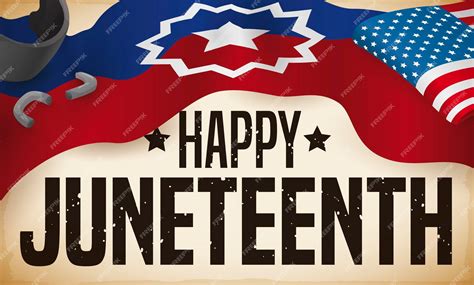 Premium Vector Juneteenth Flag And Broken Shackles To Celebrate This