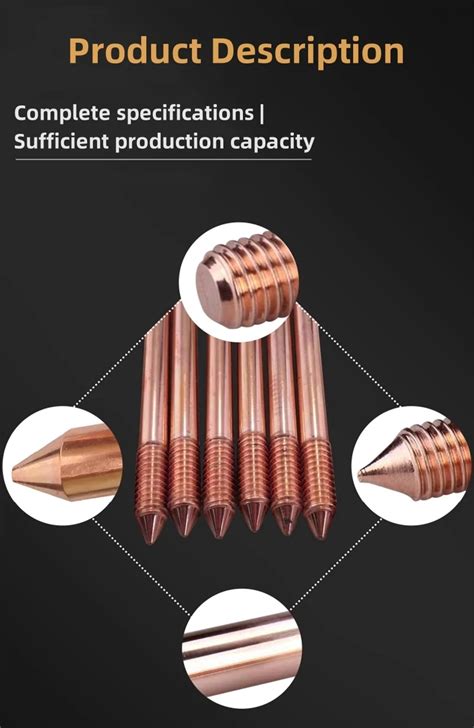 High Quality Threaded Copper Grounding Rod Pointed Copper Clad Steel