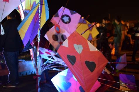 Premium Photo Colorful Kites At Night