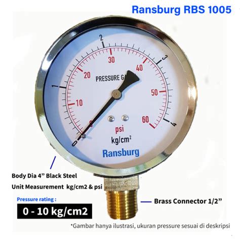 Jual Pressure Gauge 0 10 Kg Cm2 Dia 4 Ransburg RBS 1005A Manometer