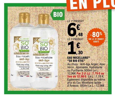 Promo Eau Micellaire So Bio Tic Chez E Leclerc Icatalogue Fr