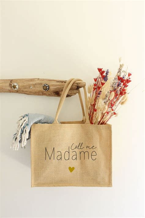 Cabas En Jute Call Me Madame Cadeau Evjf Cadeau Personnalis De Mari E