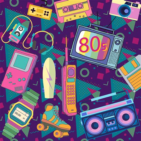 Eighties Retro Elements Retro Art Retro Objects Retro