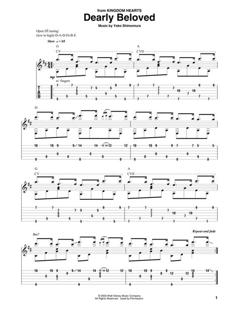 Dearly Beloved From Kingdom Hearts Guitar Solo Digital Sheet