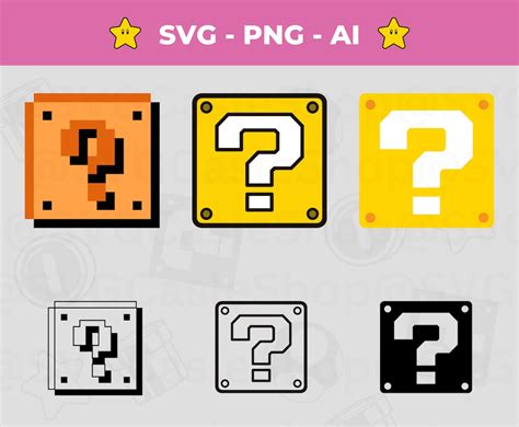 Mario Question Block Box Svg Pack Of 3 Instant Download Super Mario