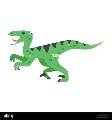 Vector Flat Style Illustration Of Prehistoric Animal Velociraptor