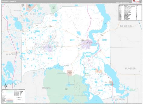 Putnam County, FL Zip Code Map - Premium