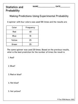 Grade Math Making Predictions Using Experimental Probability Sp