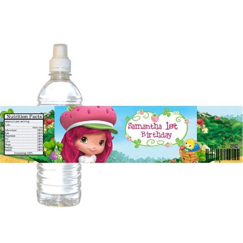 Personalized Strawberry Shortcake Water Bottle Label