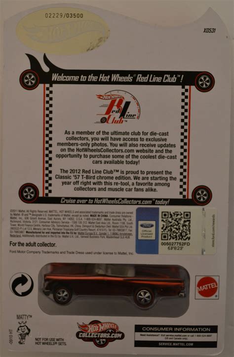 Hot Wheels Classic T Bird Red With Pin Red Line Club Rlc Hw Club Exclusive Series
