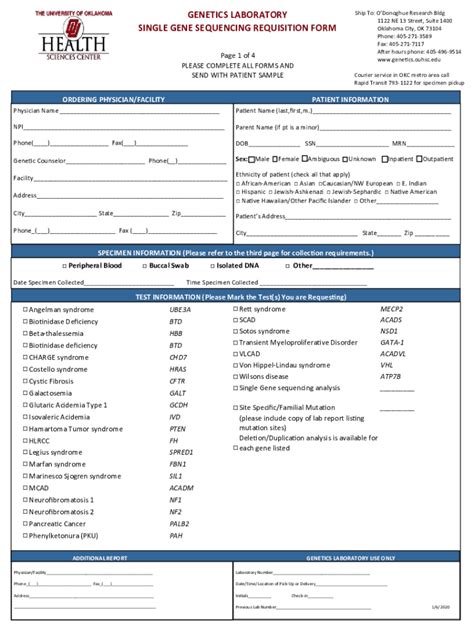 Fillable Online Genetics Ouhsc Genetics Laboratory Cytogenetics