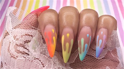 Rainbow Drip Nail Art Design Using Aimeili Gel Polish Youtube