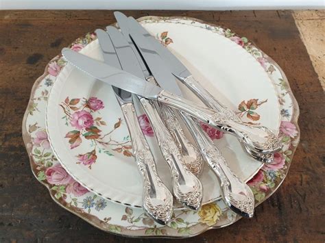 Set Of Six Vintage Grosvenor Epns Dinner Knives Silver Etsy