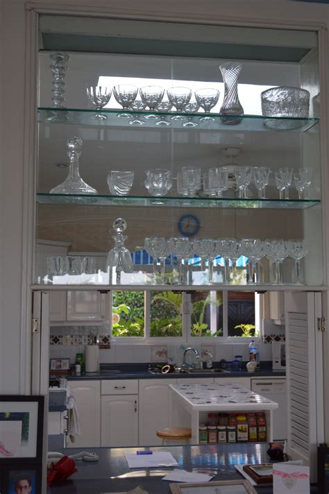 Kitchen Glass Shelves And Pass Through Into Dining Room Glass Shelves In Bathroom Kitchen