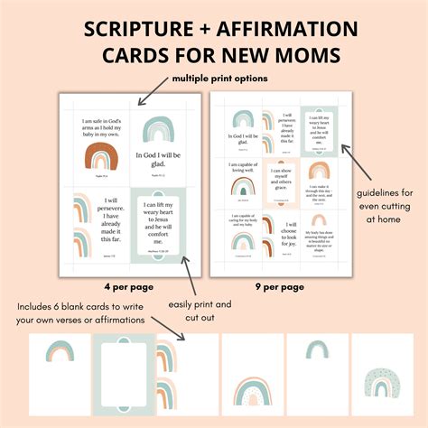 21 Biblical Affirmations for Moms, Postpartum Scripture Cards ...