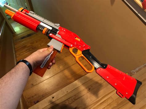 My Homemade Nerf Blaster Design Called The Slab Silly S Lever Action Blaster 3d Printed Hits