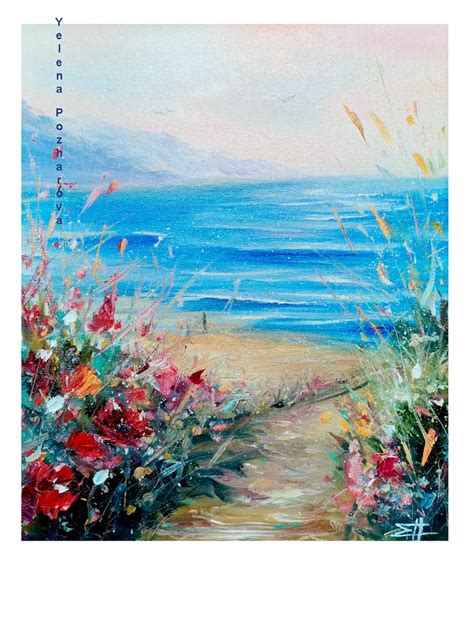 Oil Paintings Original Seascape Mountains Flowers Artwork 10 X12 170